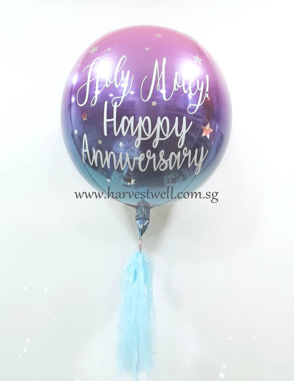 Customised Ombre Happy Anniversary Orbz Balloon Singapore